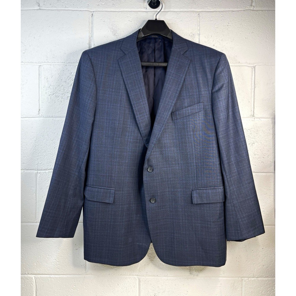 Brooks Brothers 1818 Regent Saxxon Wool Suit Jacket Blazer Mens 48R Blue Plaid